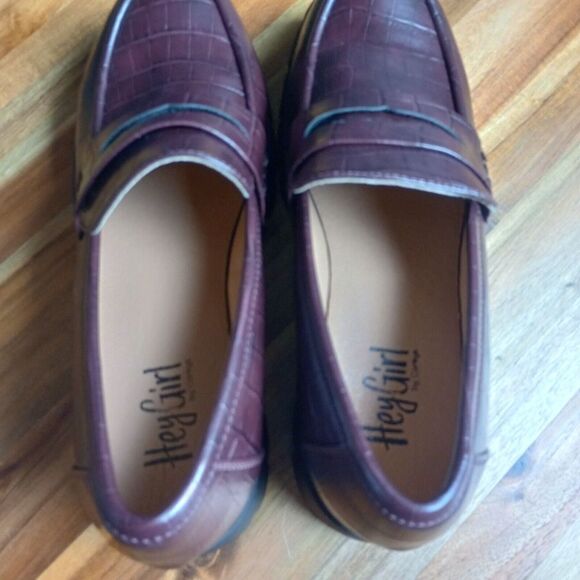 Corkys Burgundy Croc-Embossed Loafers - Picture 9 of 13